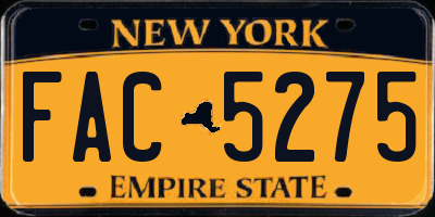 NY license plate FAC5275
