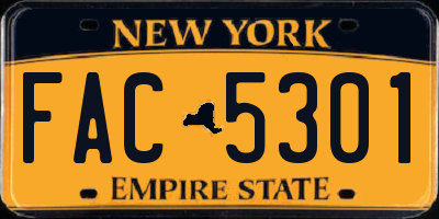 NY license plate FAC5301