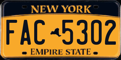 NY license plate FAC5302