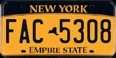 NY license plate FAC5308