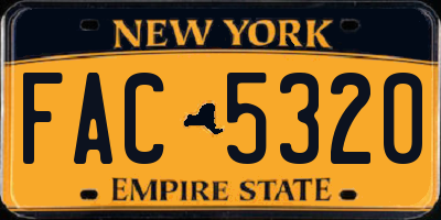 NY license plate FAC5320