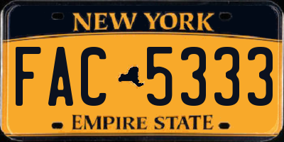 NY license plate FAC5333