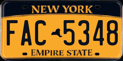 NY license plate FAC5348