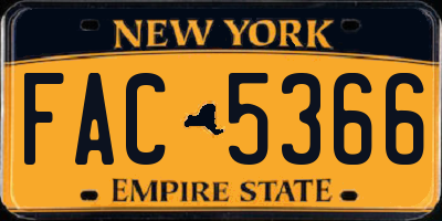 NY license plate FAC5366