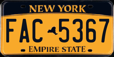 NY license plate FAC5367