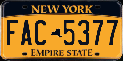 NY license plate FAC5377