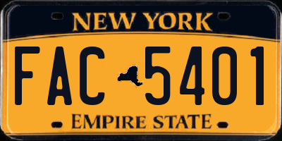 NY license plate FAC5401