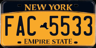 NY license plate FAC5533