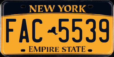 NY license plate FAC5539