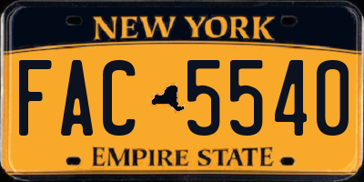 NY license plate FAC5540