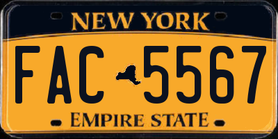 NY license plate FAC5567