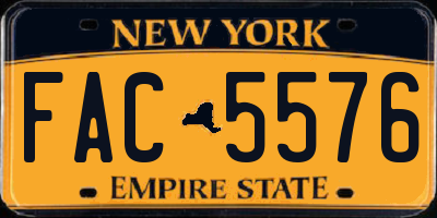 NY license plate FAC5576