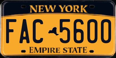 NY license plate FAC5600