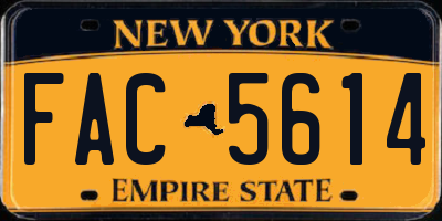 NY license plate FAC5614