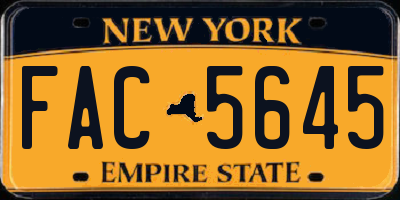 NY license plate FAC5645