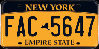 NY license plate FAC5647