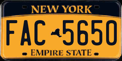 NY license plate FAC5650