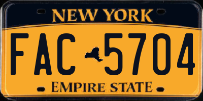 NY license plate FAC5704