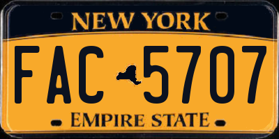 NY license plate FAC5707