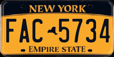 NY license plate FAC5734