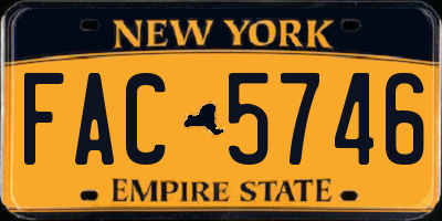 NY license plate FAC5746