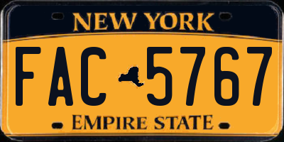 NY license plate FAC5767