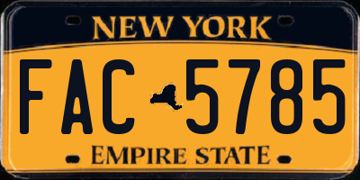 NY license plate FAC5785