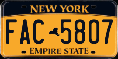 NY license plate FAC5807