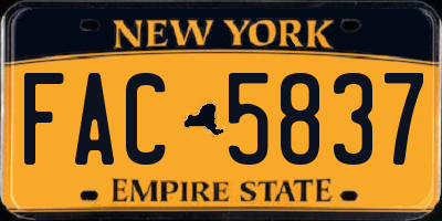NY license plate FAC5837
