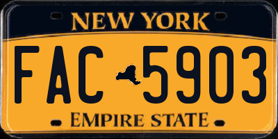 NY license plate FAC5903