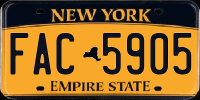 NY license plate FAC5905