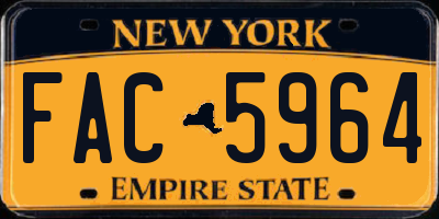 NY license plate FAC5964