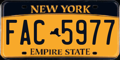 NY license plate FAC5977