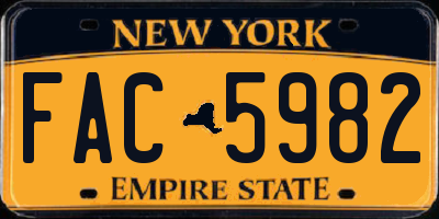 NY license plate FAC5982