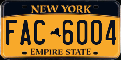 NY license plate FAC6004