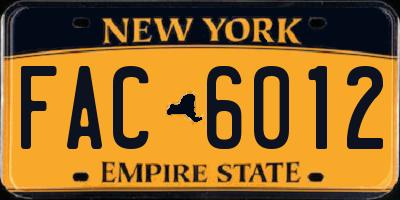 NY license plate FAC6012