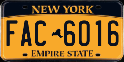 NY license plate FAC6016