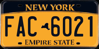 NY license plate FAC6021