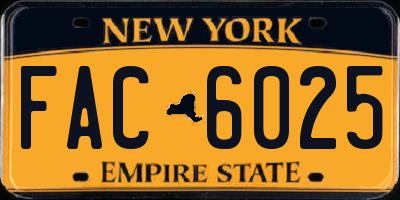 NY license plate FAC6025