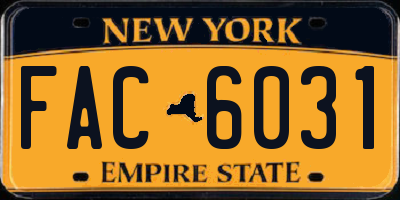 NY license plate FAC6031