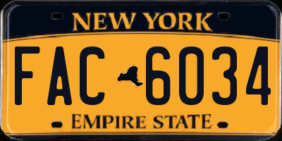 NY license plate FAC6034