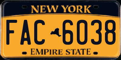 NY license plate FAC6038