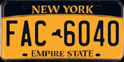 NY license plate FAC6040