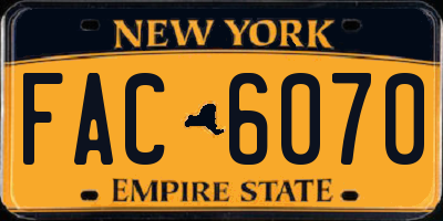 NY license plate FAC6070