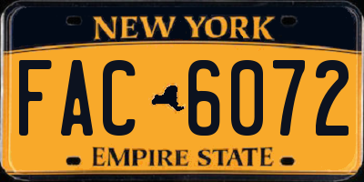 NY license plate FAC6072