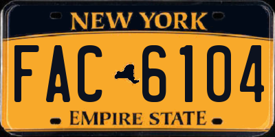 NY license plate FAC6104