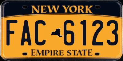 NY license plate FAC6123