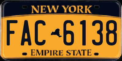 NY license plate FAC6138