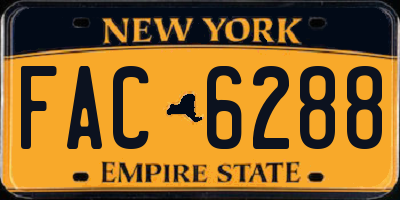 NY license plate FAC6288