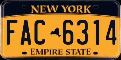 NY license plate FAC6314